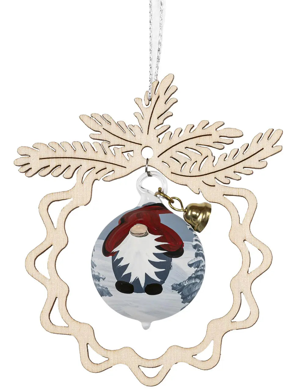 Baumbehang Zweig mit handbemalter Kugel Motiv Schneemann