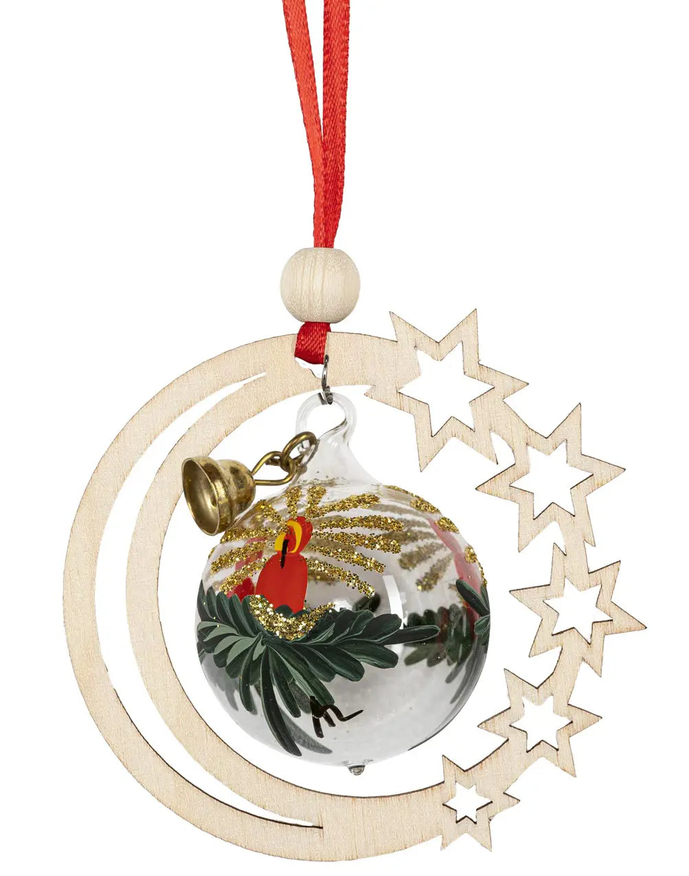 Baumbehang Sternenmond mit handbemalter Kugel Motiv Kerze