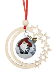Baumbehang Sternenmond mit handbemalter Kugel Motiv Wichtel