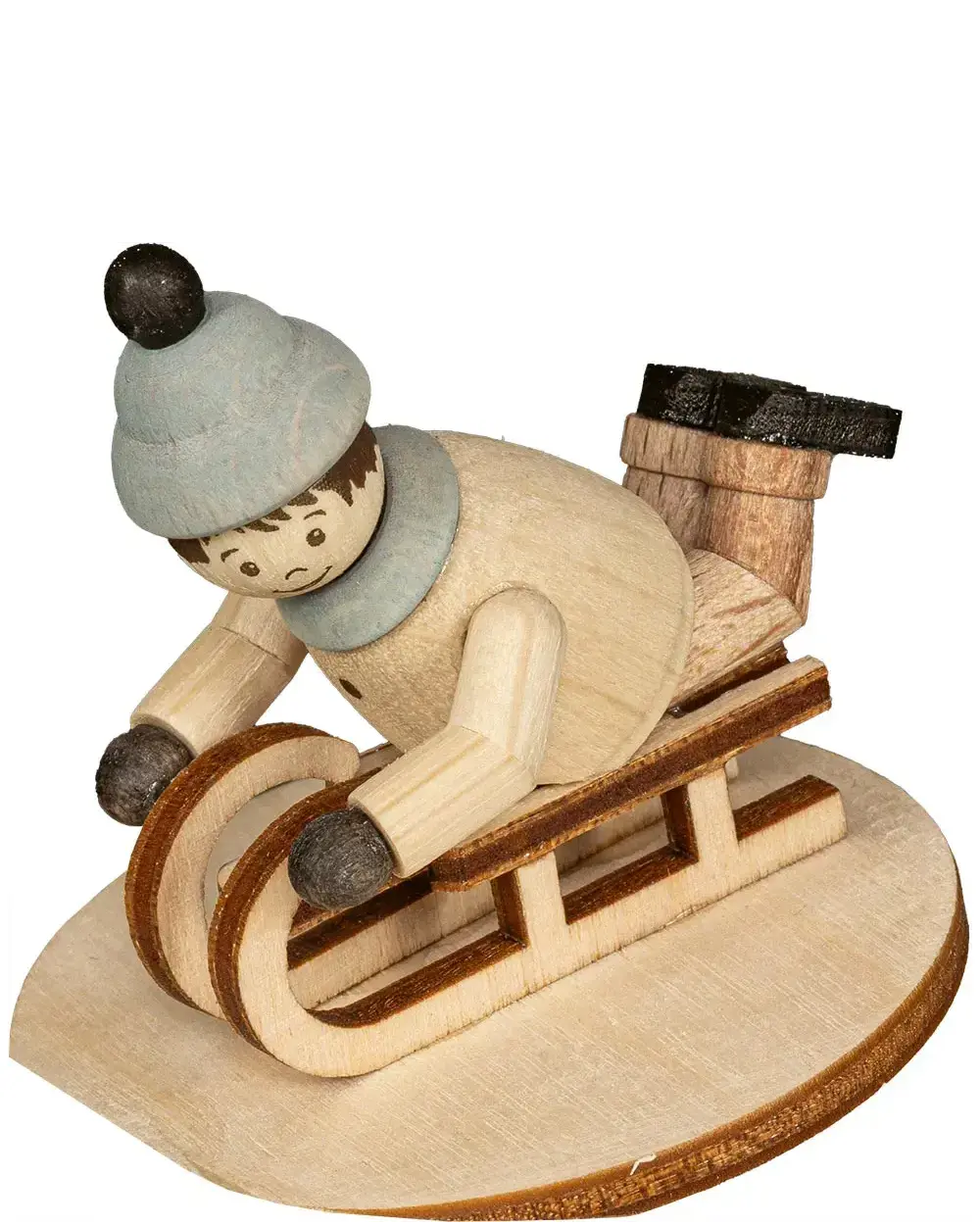 Holzfigur Rodler liegend