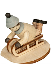 Holzfigur Rodler liegend