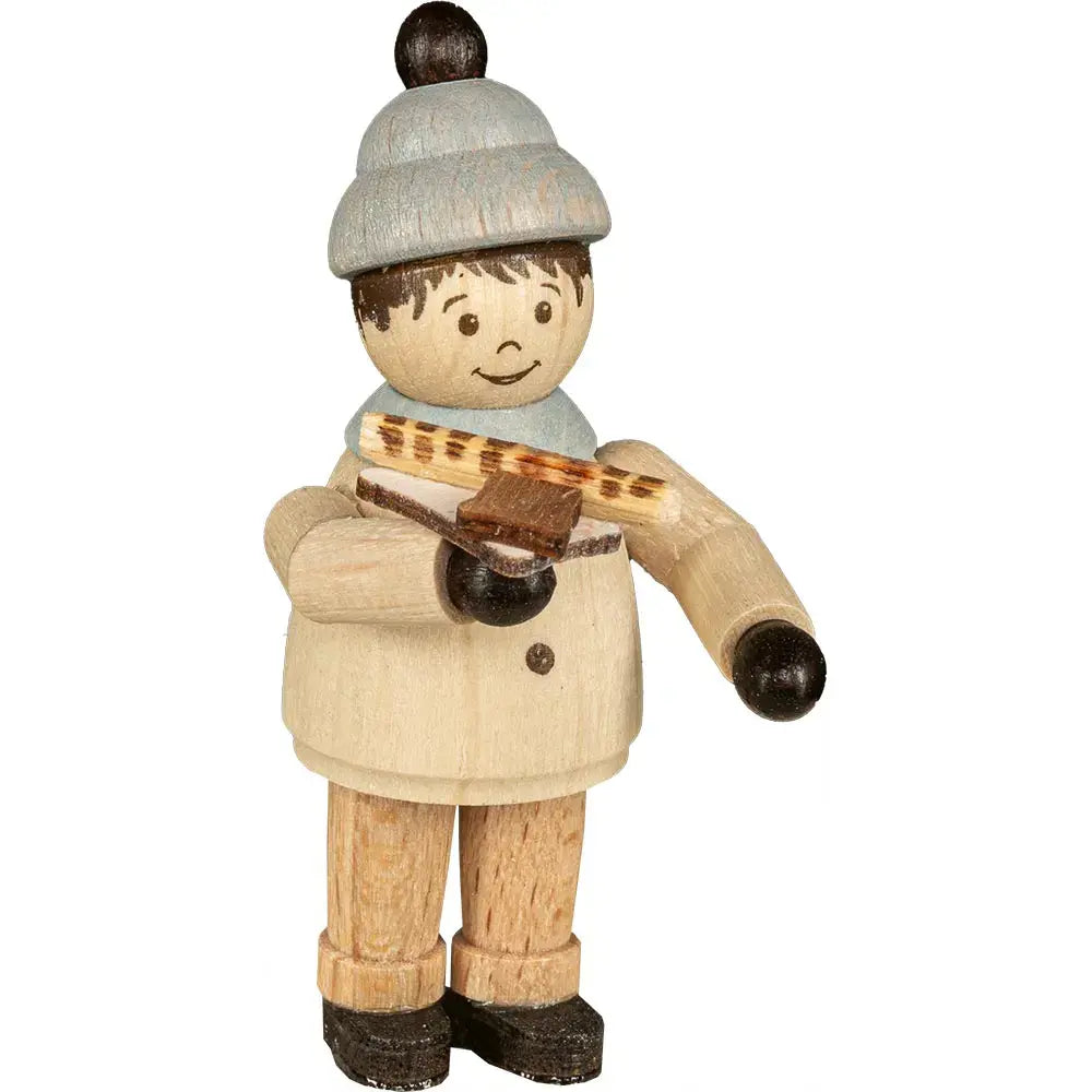 Holzfigur Junge mit Bratwurst
