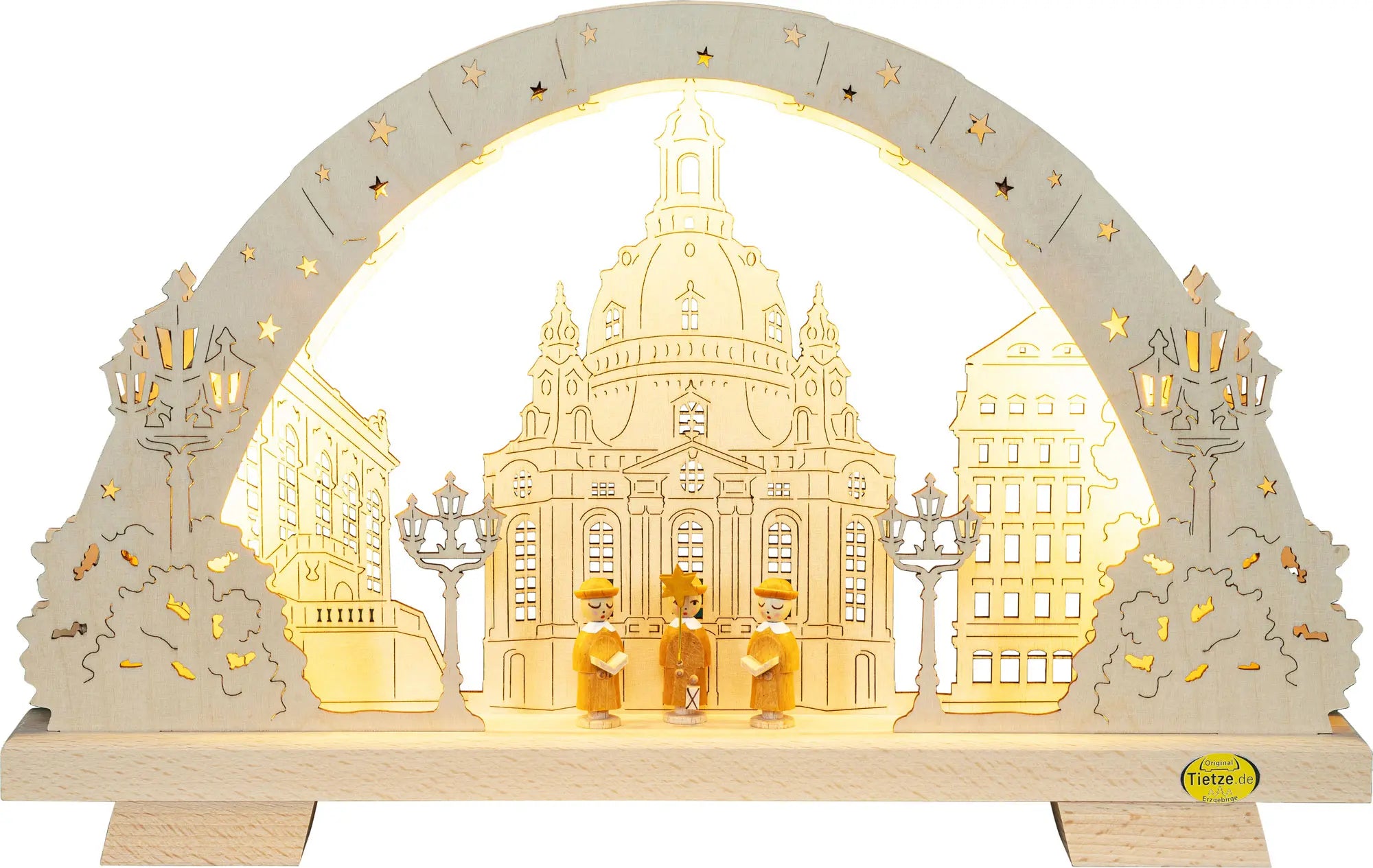 LED Midi Schwibbogen "Dresdener Frauenkirche" – Frontal beleuchtet