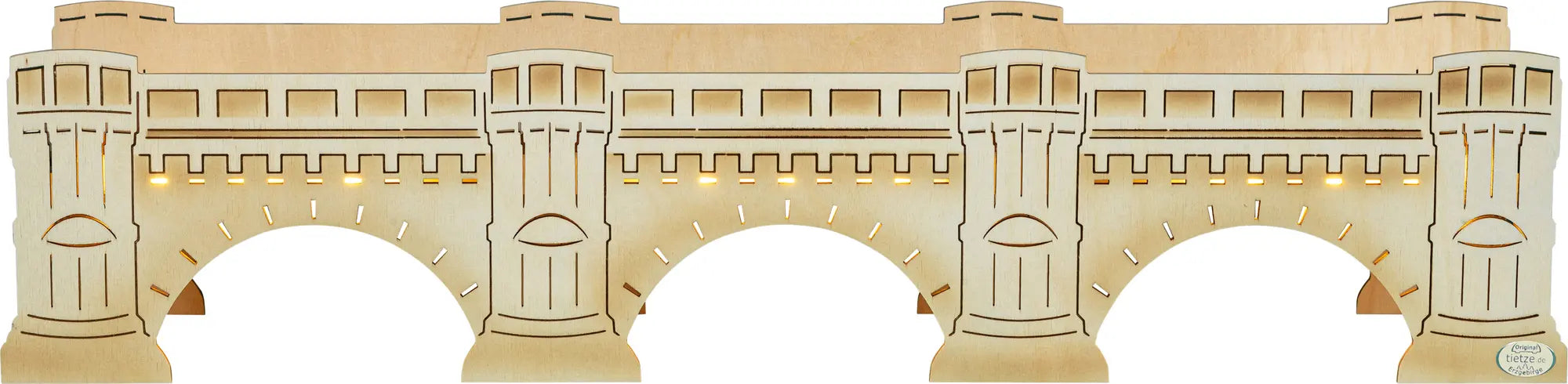 LED Panorama Schwibbogenerhöhung "Augustusbrücke" – Frontal beleuchtet