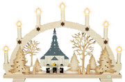 LED Schwibbogen "Seiffener Kirche" – Frontal beleuchtet