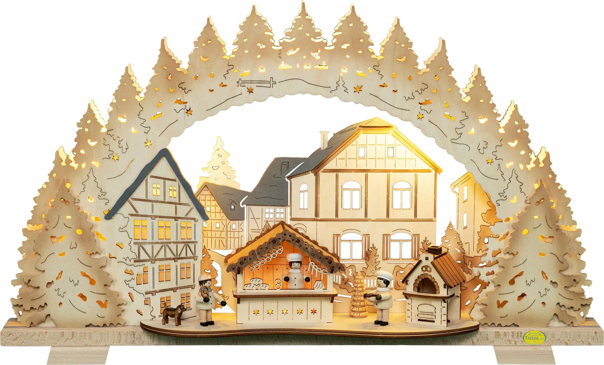 LED Schwibbogen "Weihnachtsbäckerei" – Frontal beleuchtet
