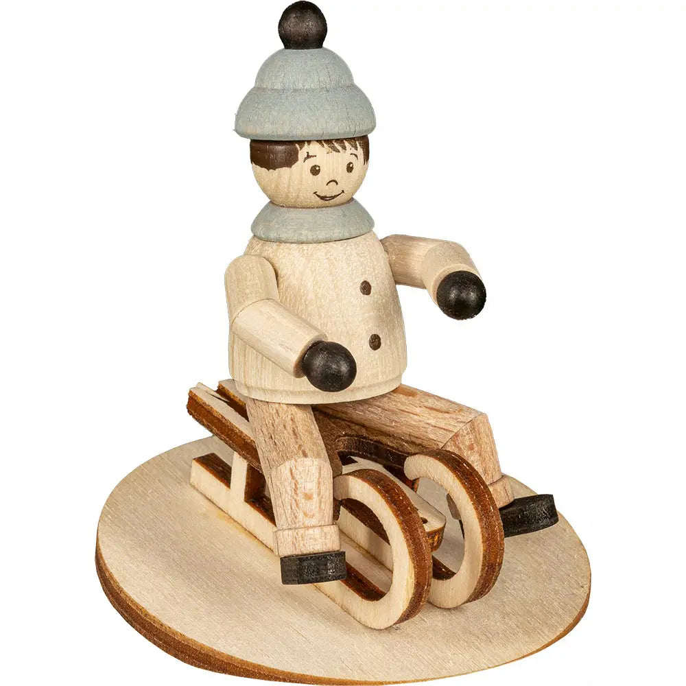 Holzfigur Rodler sitzend