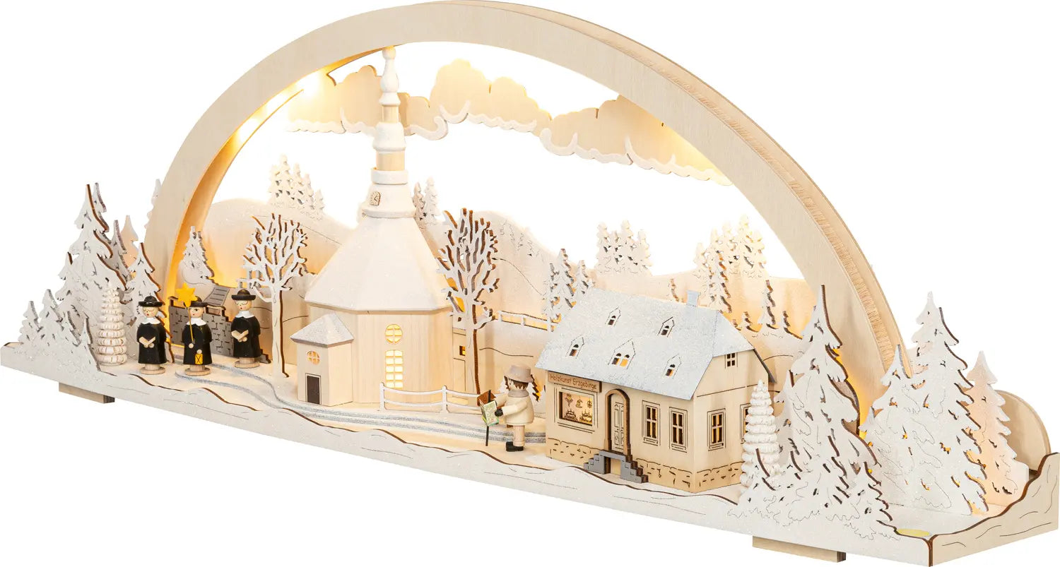 LED Diorama-Leuchte "Seiffen" beschneit 45° links