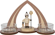 Leuchter für 2 Teelichte,"Winterkind m. Laterne u. Stern",  Mocca/Natur