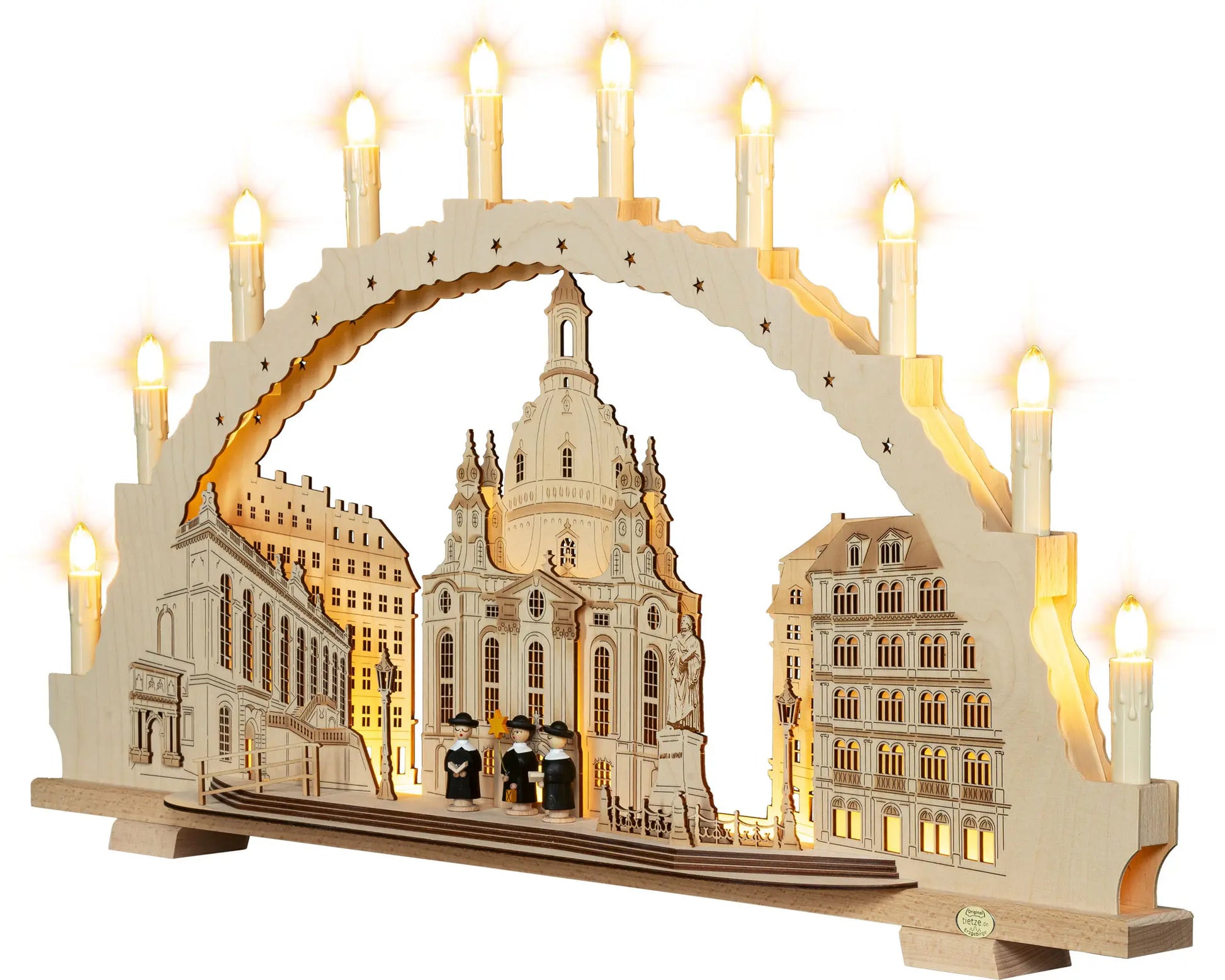 LED Schwibbogen "Frauenkirche" – 45° Ansicht von links