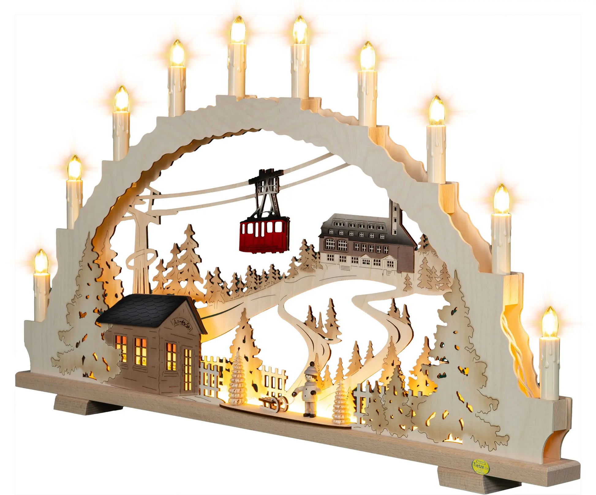 LED Schwibbogen "Fichtelberg" – 45° Ansicht von links