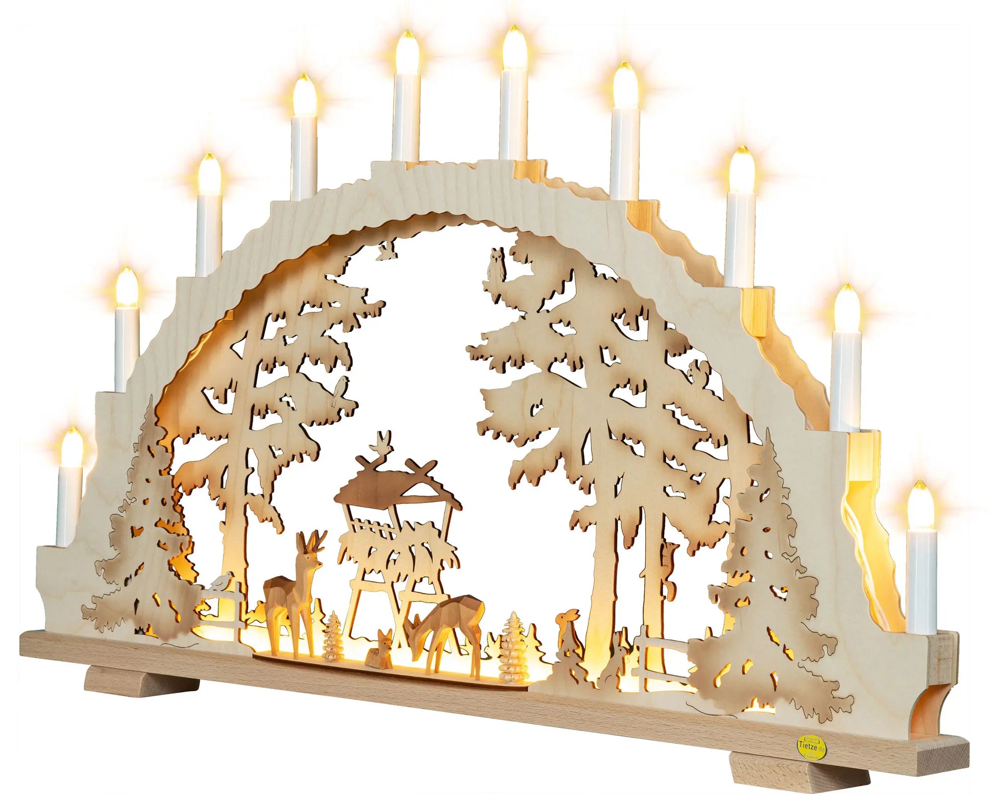 LED Schwibbogen "Wildfütterung" – 45° Ansicht von links