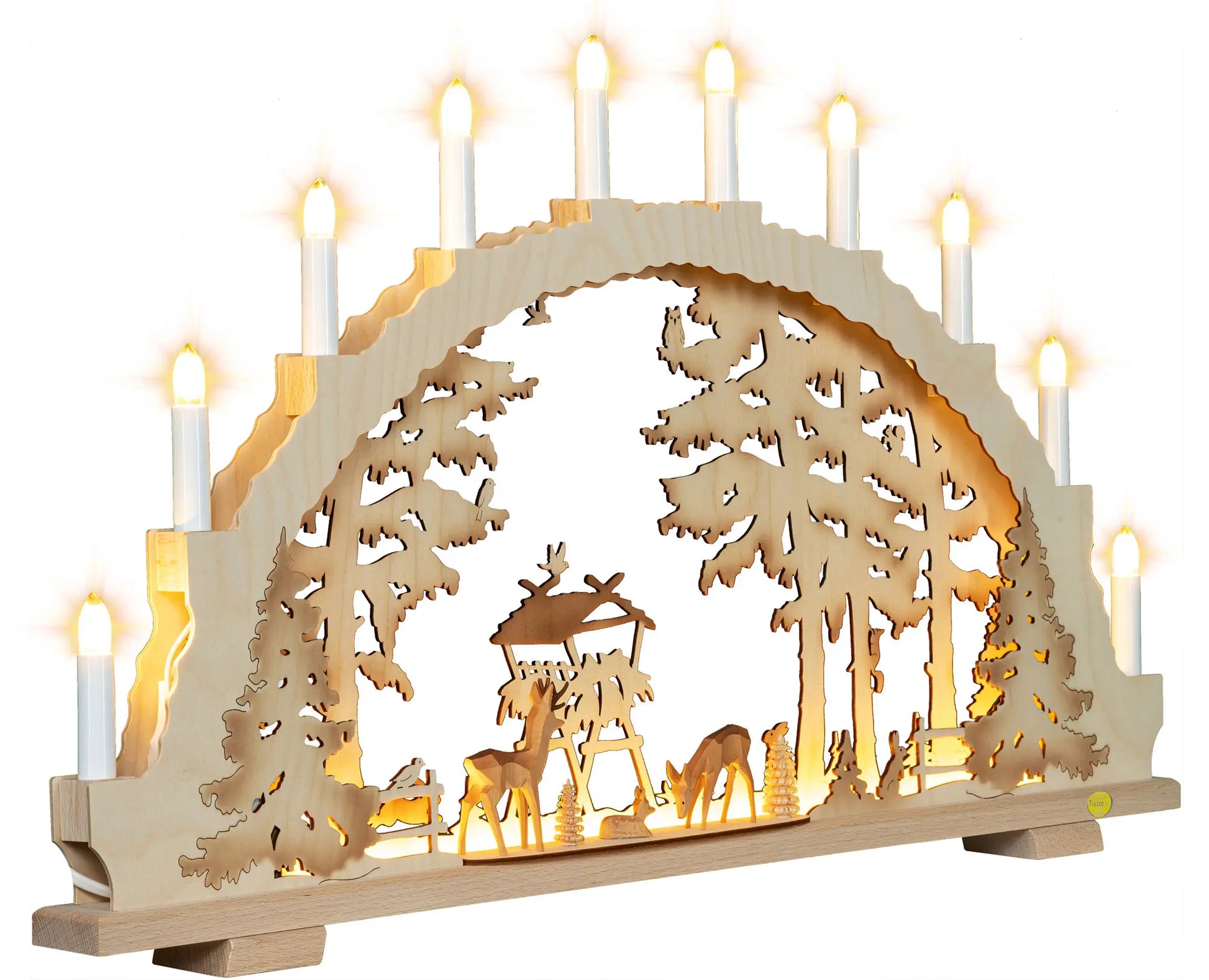 LED Schwibbogen "Wildfütterung" – 45° Ansicht von rechts