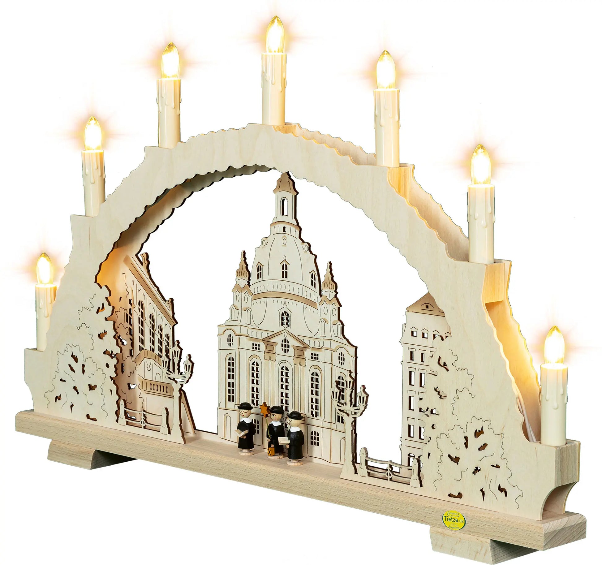 LED Schwibbogen "Frauenkirche" – 45° Ansicht von links