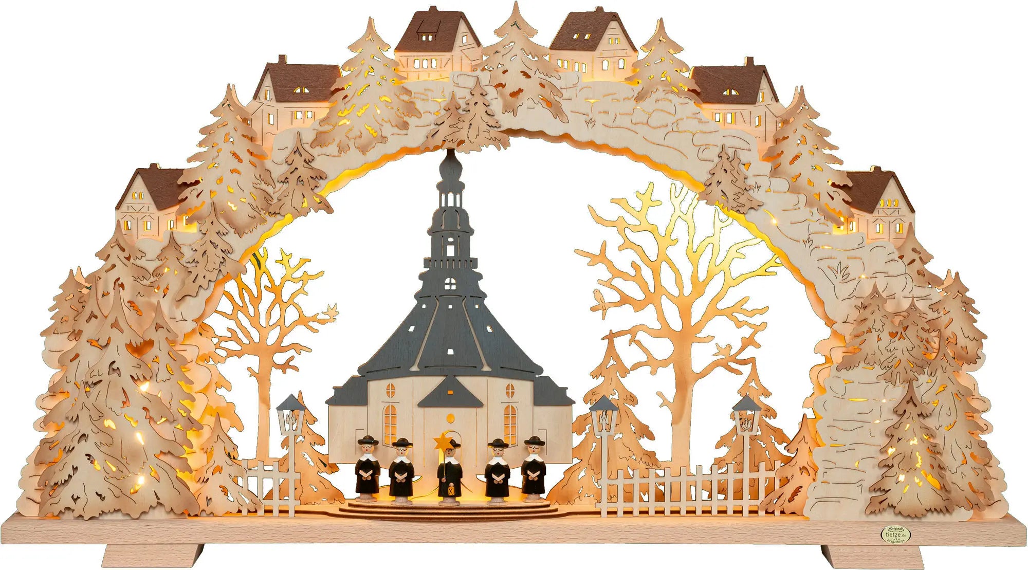 LED Schwibbogen "Seiffner Kirche" beleuchtet