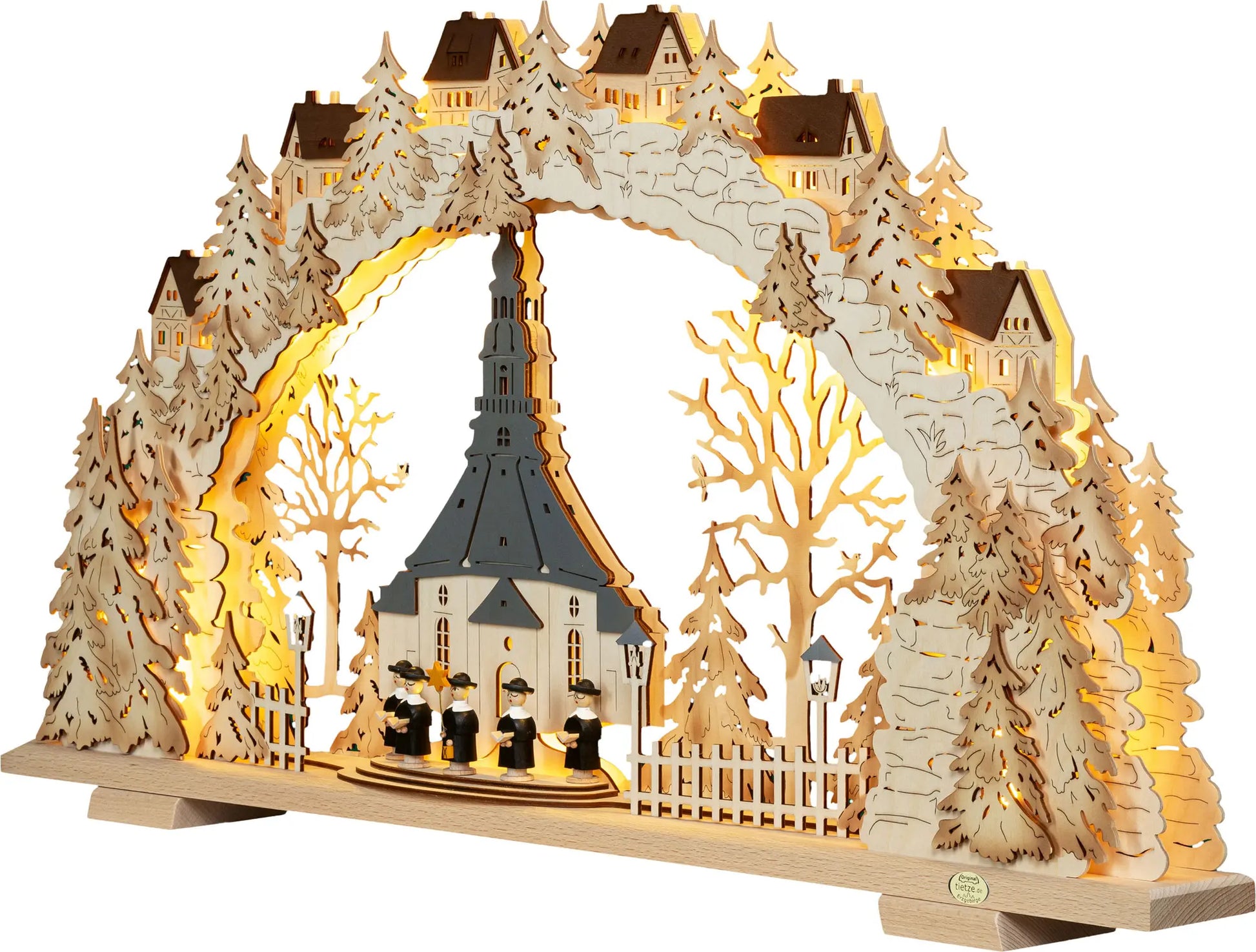 LED Schwibbogen "Seiffner Kirche" links 45°