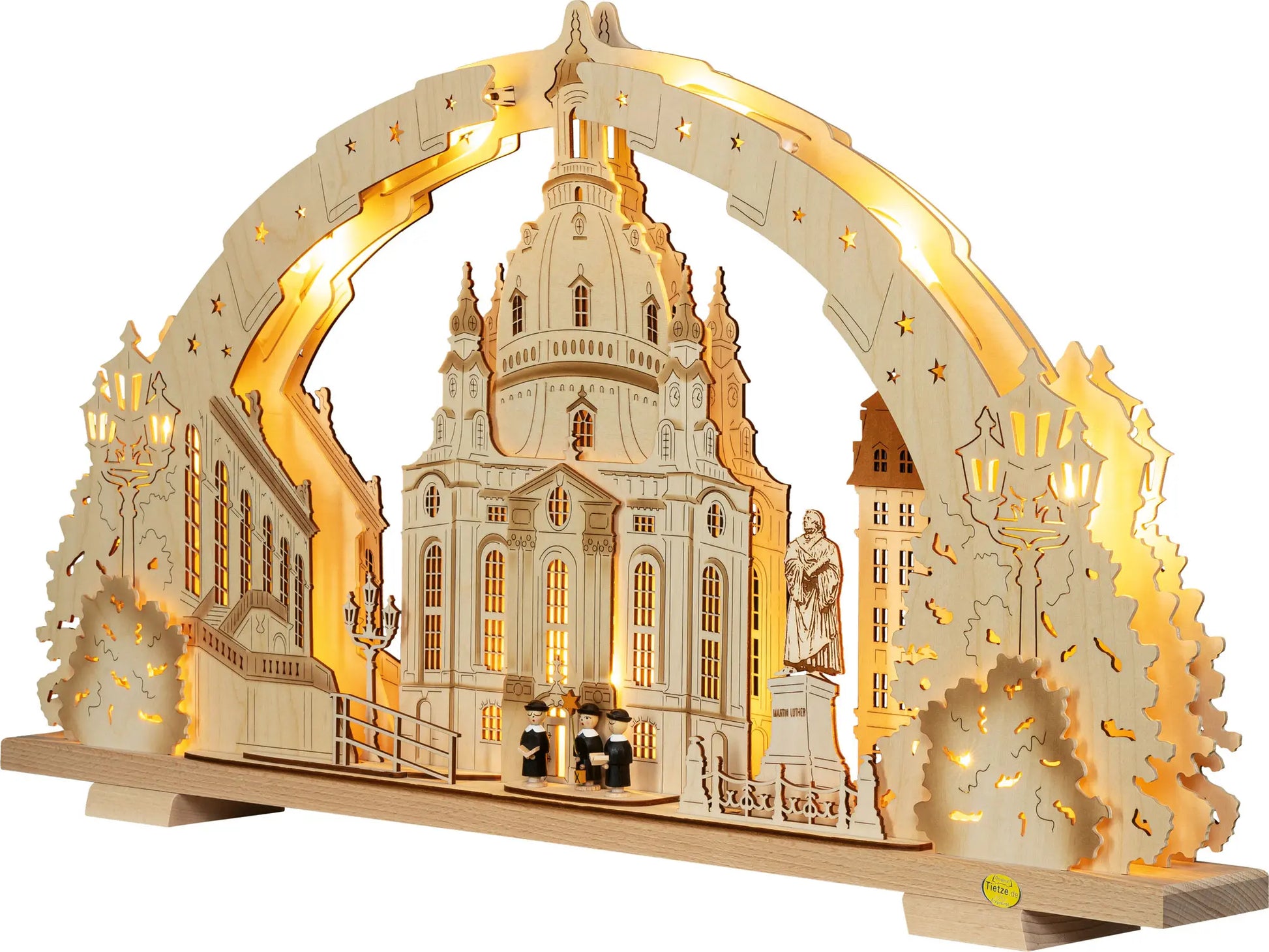 LED Schwibbogen "Dresdener Frauenkirche" – 45° Ansicht von links
