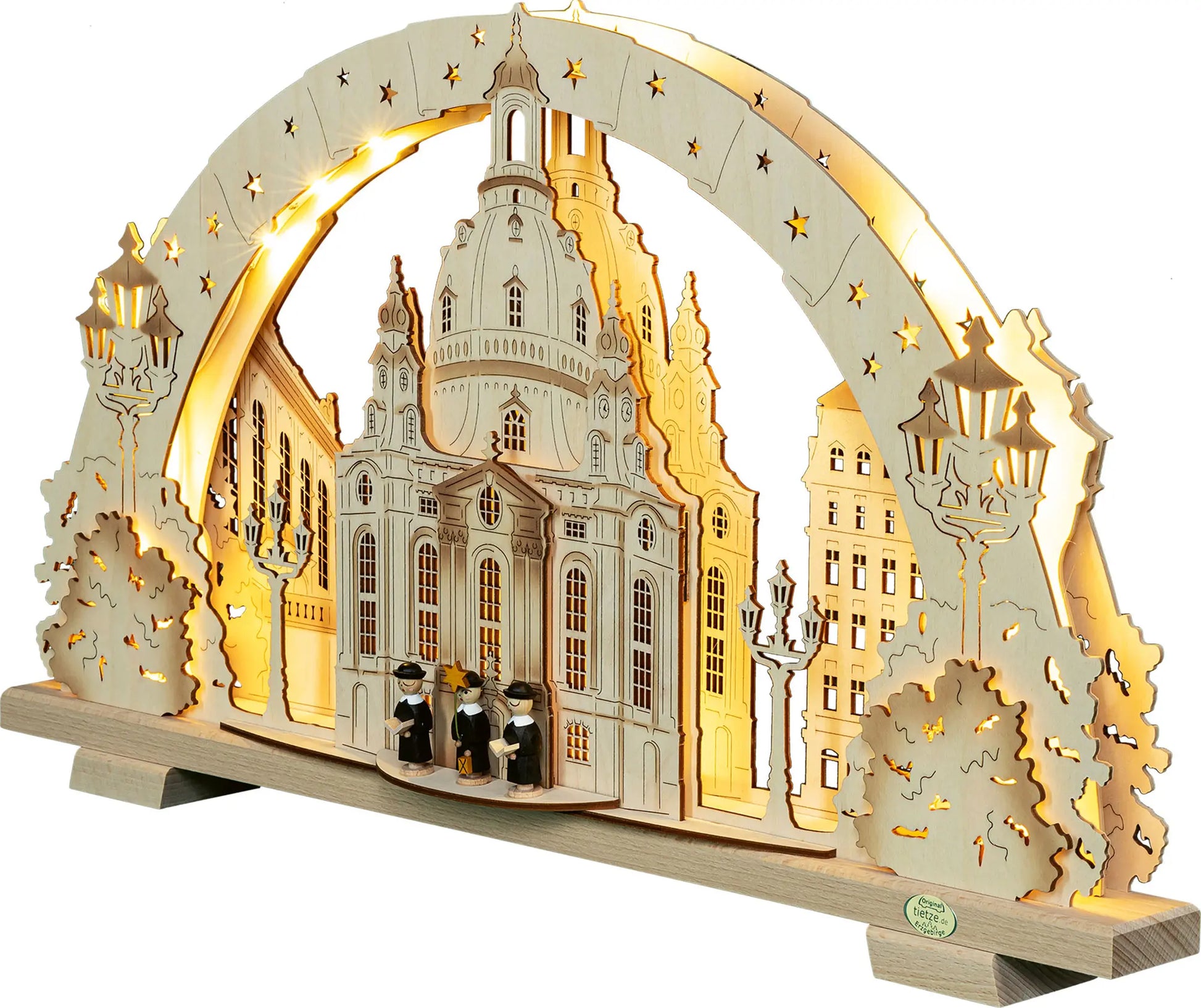 LED Schwibbogen "Dresdener Frauenkirche" – 45° Ansicht von links