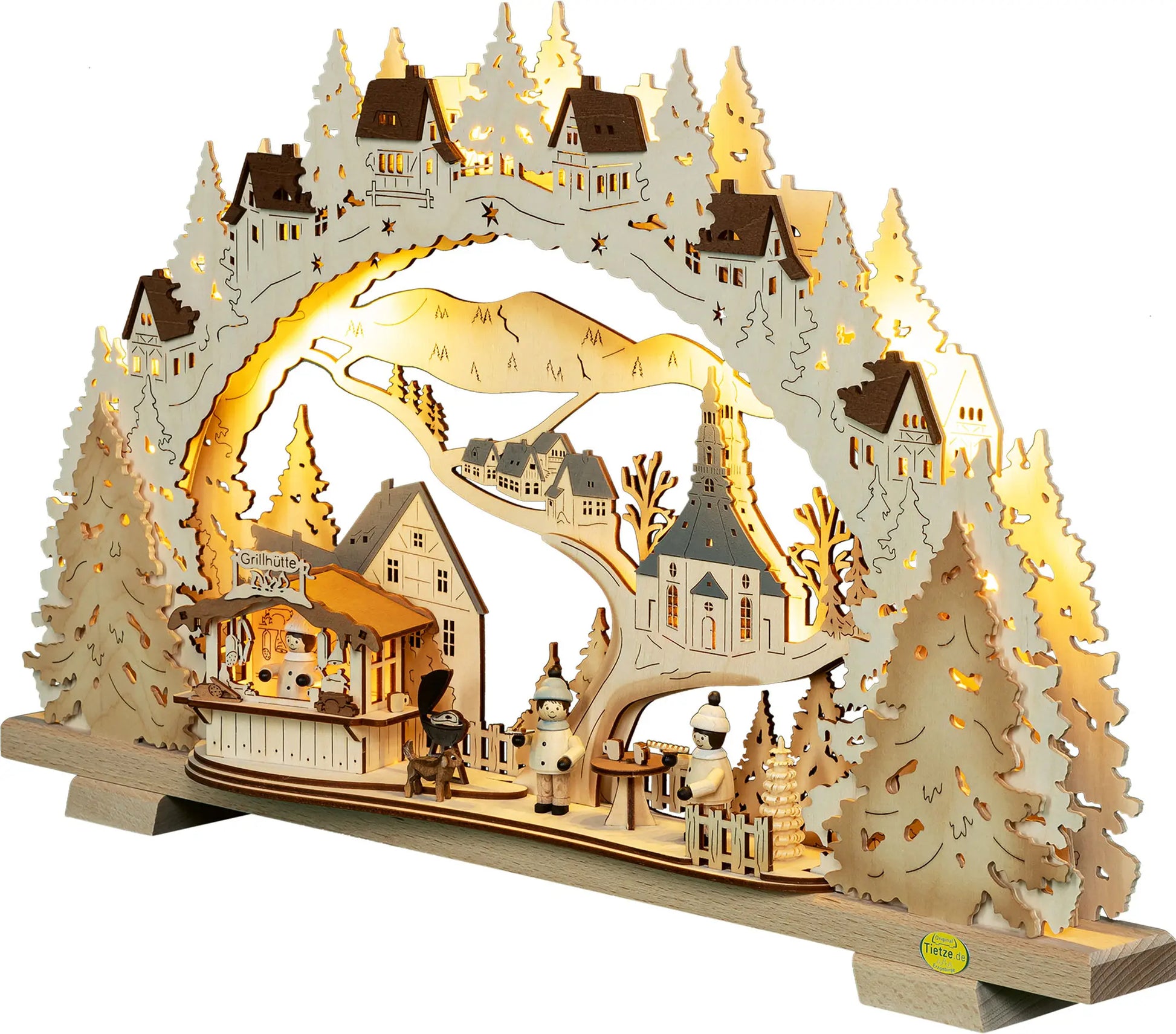 LED Schwibbogen "Grillhütte" – 45° Ansicht von links