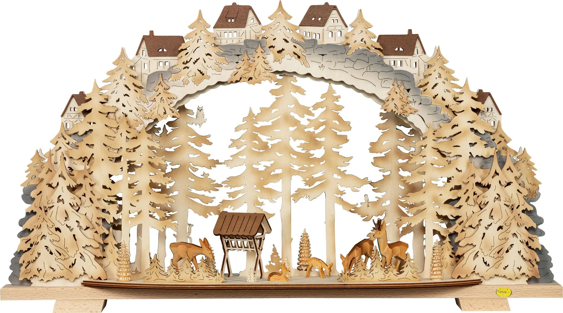 LED Schwibbogen "Rehe im Hochwald" – Frontal unbeleuchtet