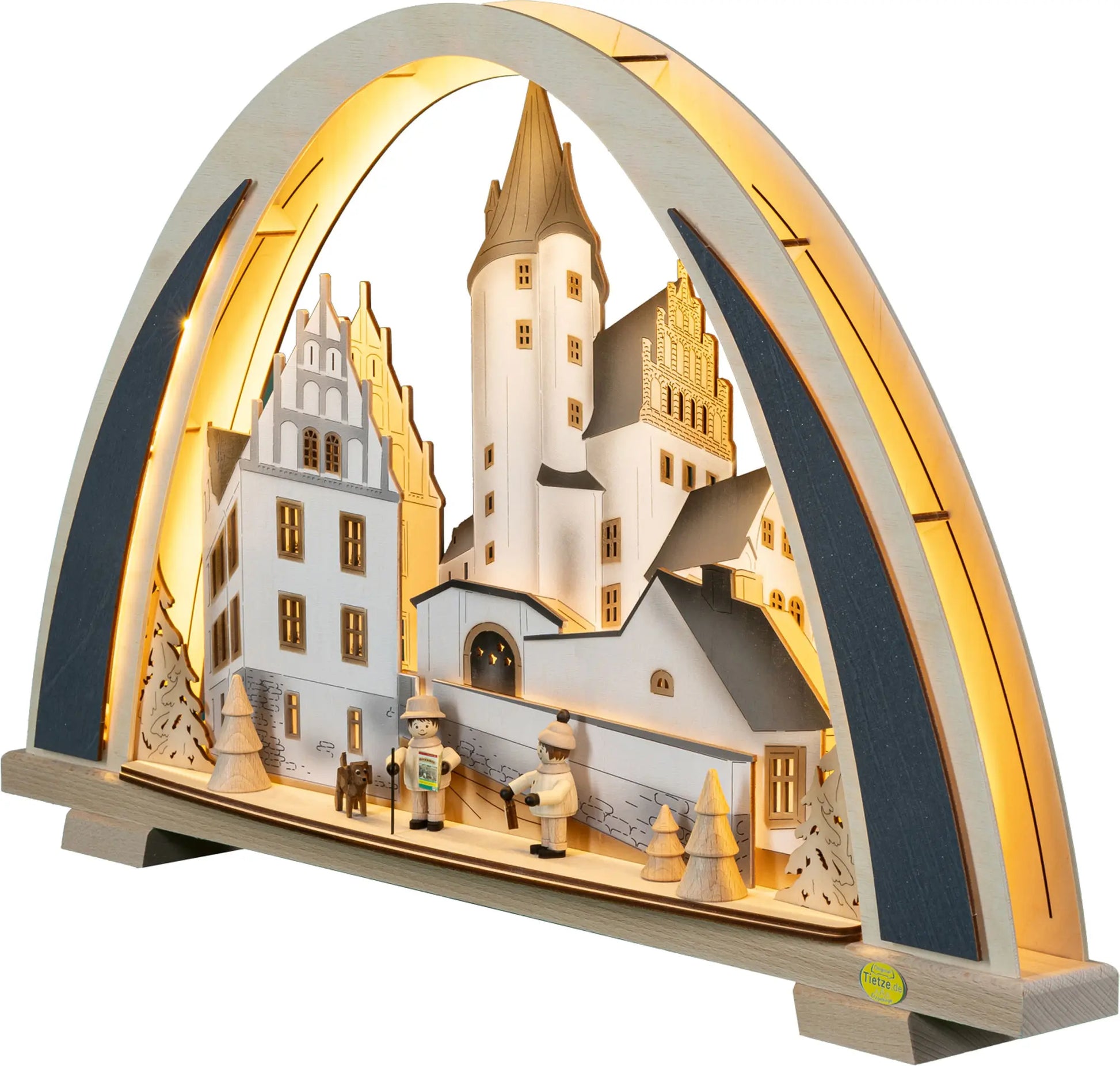 LED Schwibbogen NEW LINE "Schlossweihnacht" – 45° Ansicht von links