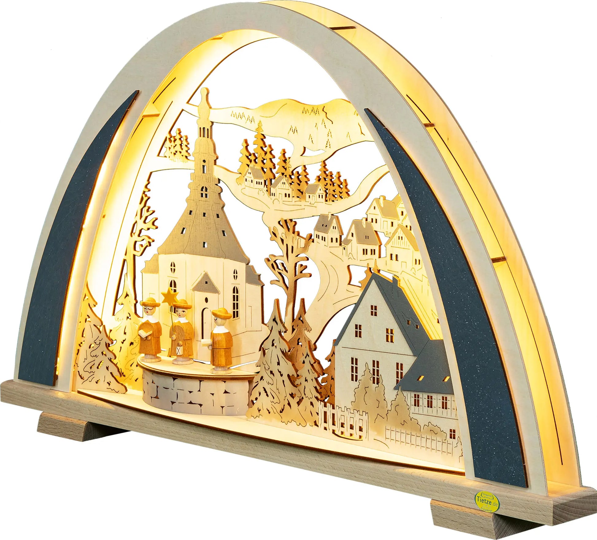 LED Schwibbogen NEW LINE "Seiffen" – 45° Ansicht von links