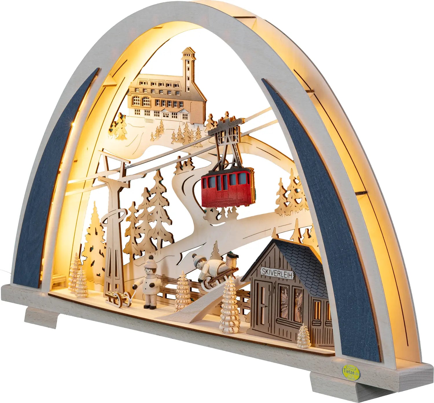 LED Schwibbogen NEW LINE "Fichtelbergidylle" 45° links