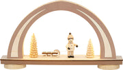 LED Mini-Schwibbogen - NEW LINE "Winterkind m. Schlitten" Mocca