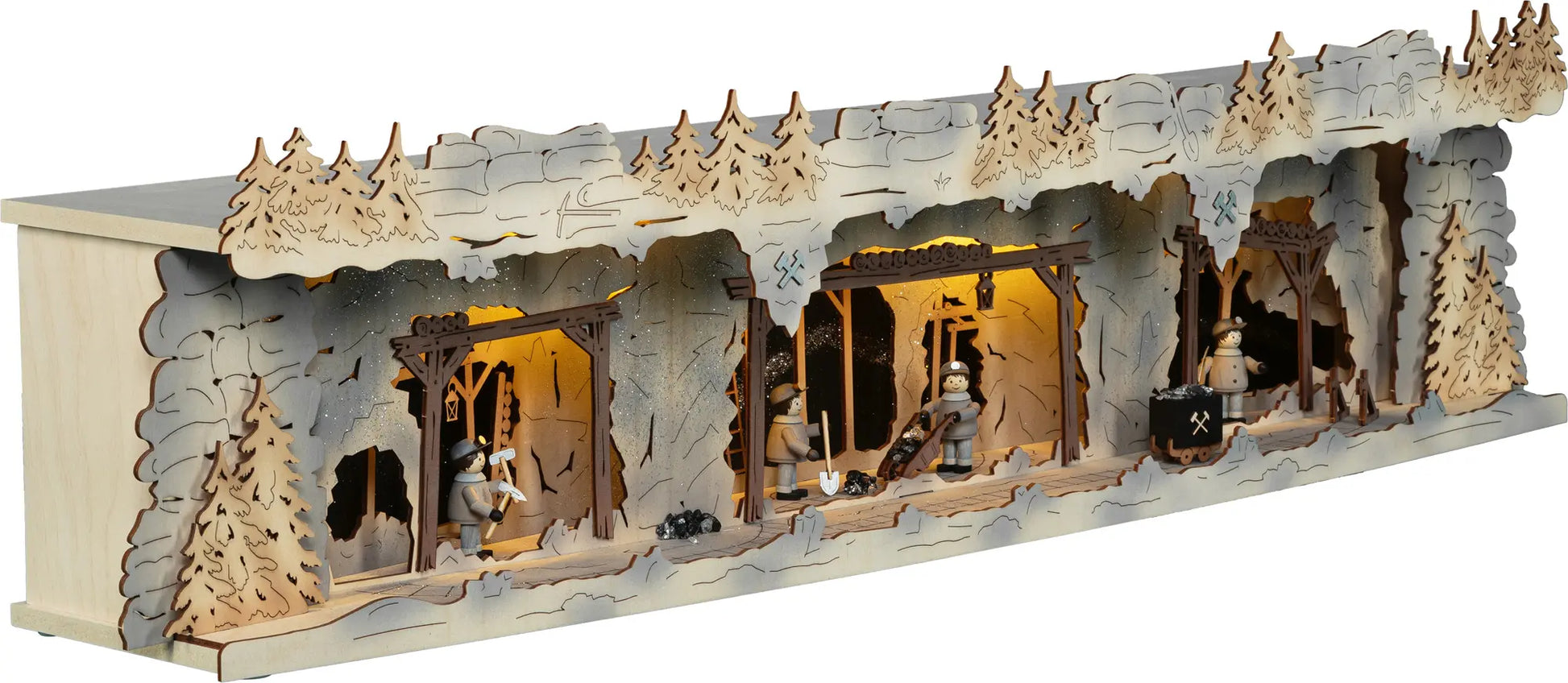LED Panorama Schwibbogenerhöhung "Bergbau" – 45° Ansicht von rechts