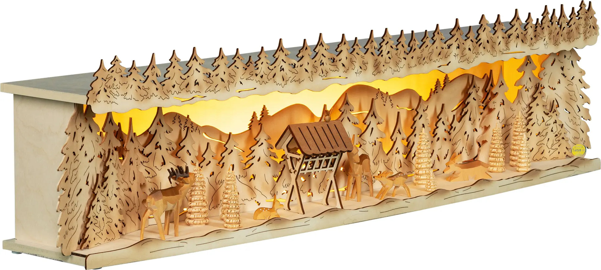 LED Panorama Schwibbogenerhöhung "Winterwald" – 45° Ansicht von rechts