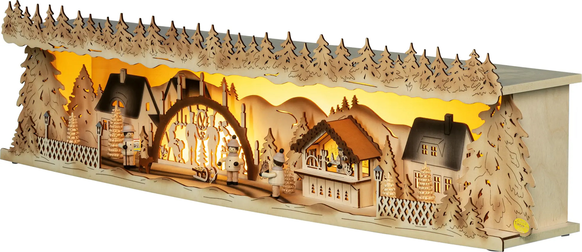 LED Panorama Schwibbogenerhöhung "Weihnachtsidylle" – 45° Ansicht von links
