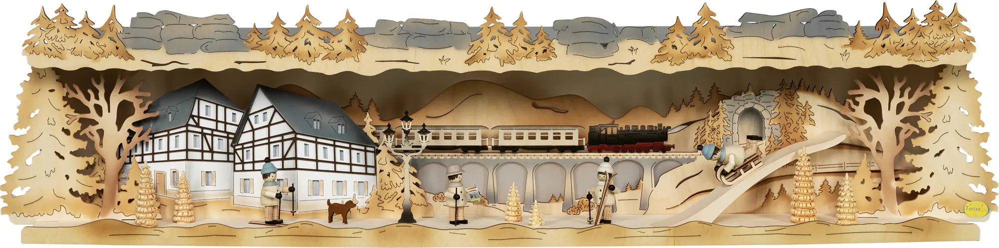 LED Panorama Schwibbogenerhöhung "Winterland Erzgebirge" unbeleuchtet