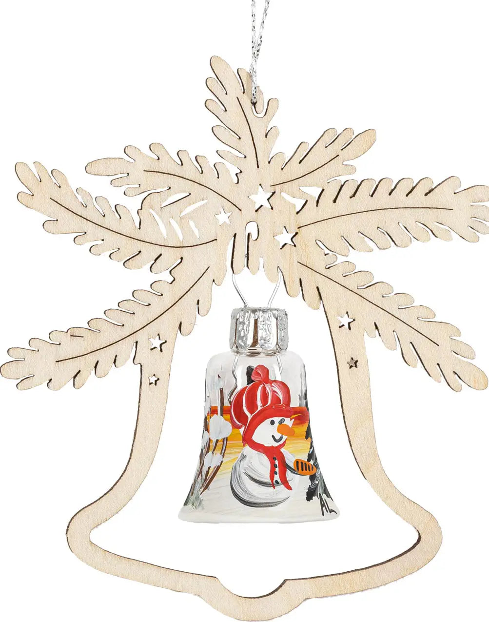 Baumbehang handbemalte Glocke Motiv Mützenschneemann